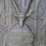 Bronze doors of Skanderbeg's memorial with Skanderbeg helmet